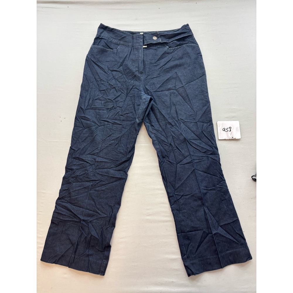 Focus 2000 Petite Dark Wash Wide Leg Denim Trouser Jeans Blue Size 10PS